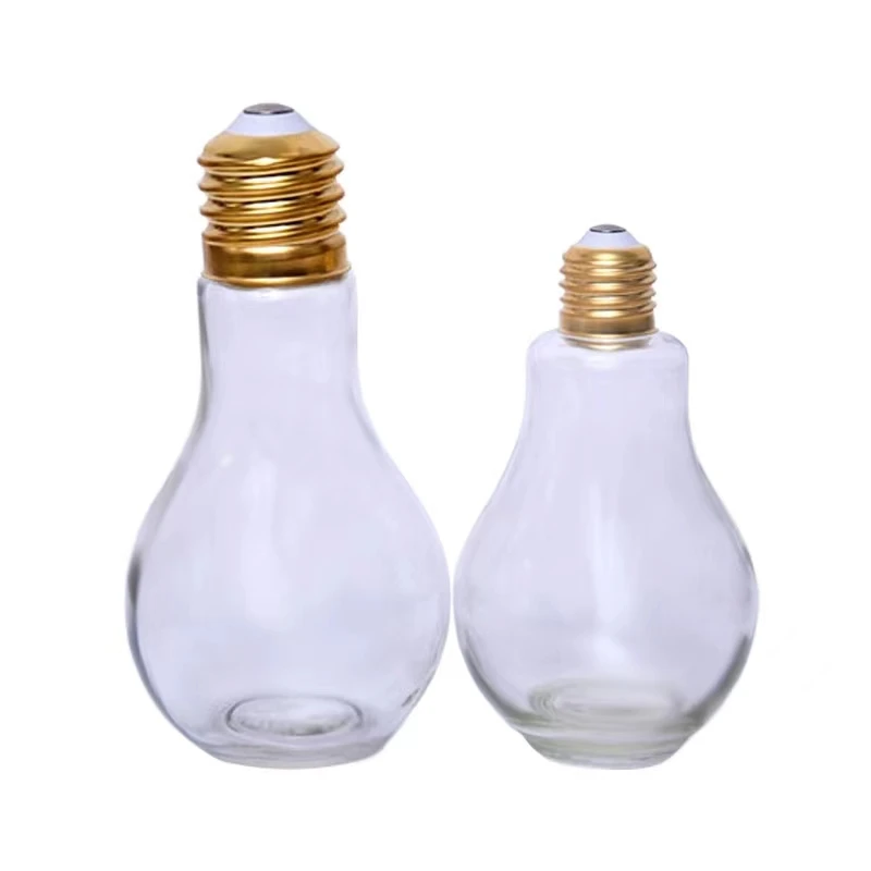 200ml clear light bulb shaped glass juice beverage container bottle