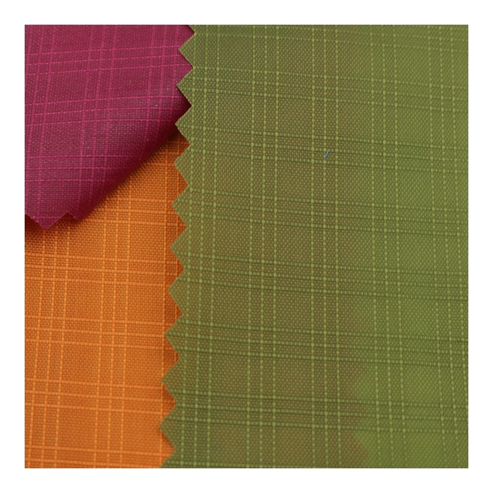 online store fireproof 70D 240T three lines 0.5 check nylon taffeta fabric with pu coated