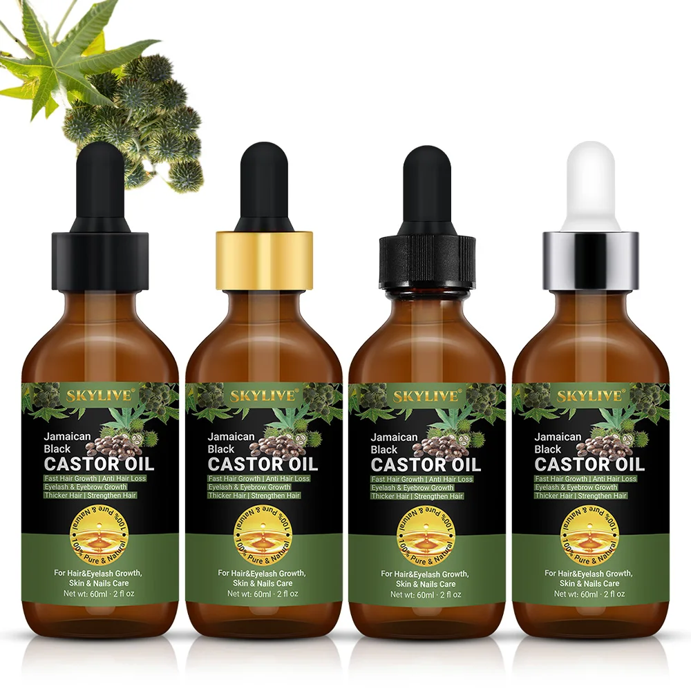 60ML  Hair Regrowth Oil Jamaican Black Caster Oil Hair Care Loss Treatment cold press castor For Hair Growth Serum Oil