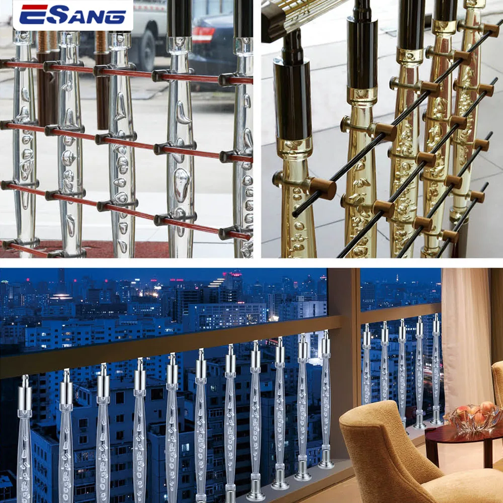 ESANG Indoor Stair Decorate Round Crystal Stair Handrail Acrylic Railing Posts