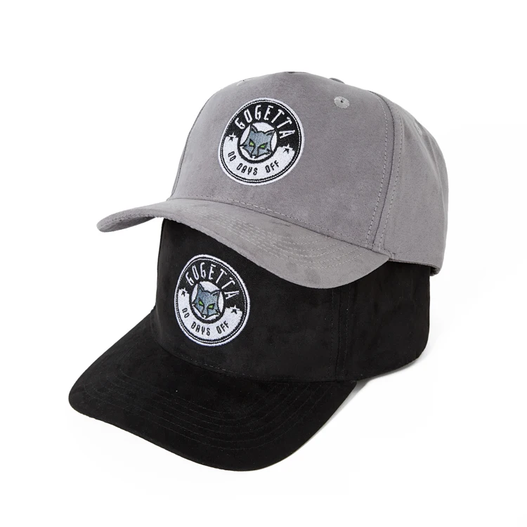 customized custom black 5 panel embroidery logo suede baseball cap