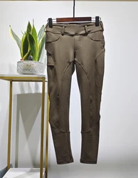 Modern Style Female Breeches Equestrian Silicone Legging Riding Tights Pants Horse Equestrian Jodhpur Khaki S