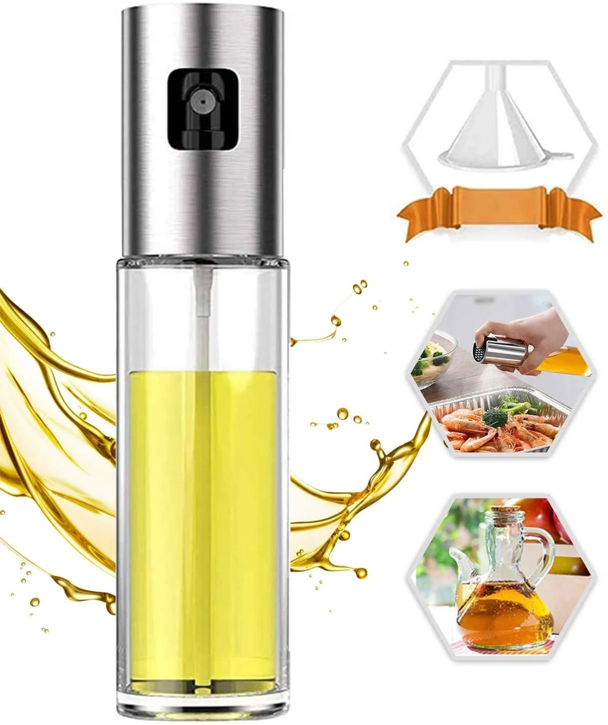 Oil sprayer for cooking is made of 304 High-quality stainless steel and with a large area press button
