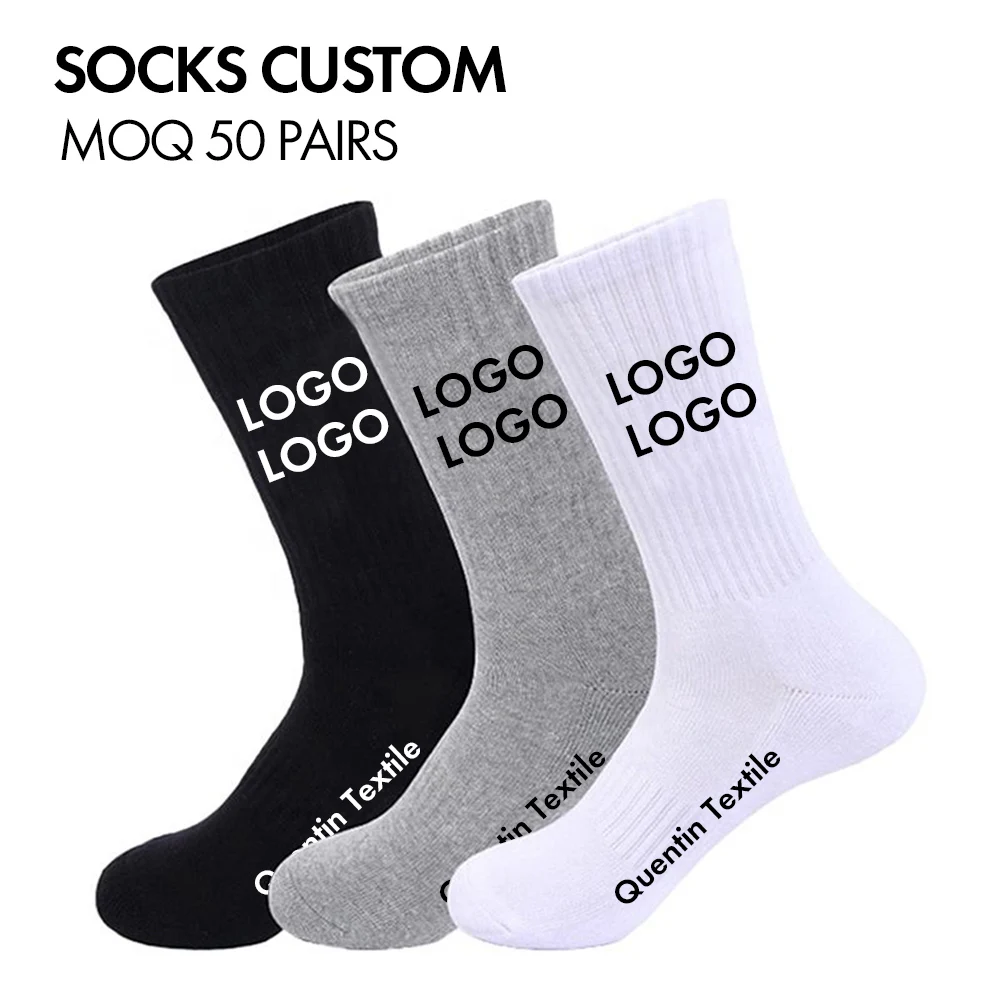Wholesale High Quality Cotton Fashion Athletic Sport Crew Socks Custom Logo Pattern Design Mens Football Socks