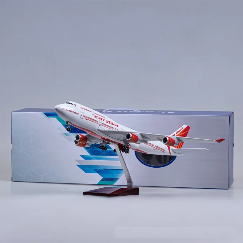 Индия B747 светодиодная модель самолета с голосовым управлением пассажирский самолет 1:150 имитационная пассажирского 47 см