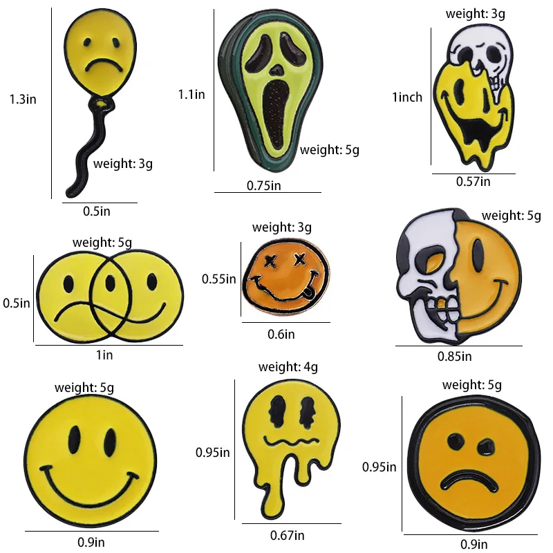 Cartoon smiley series brooch Personality bone naughty shape brooch badge mini smiley smile face brooch broach