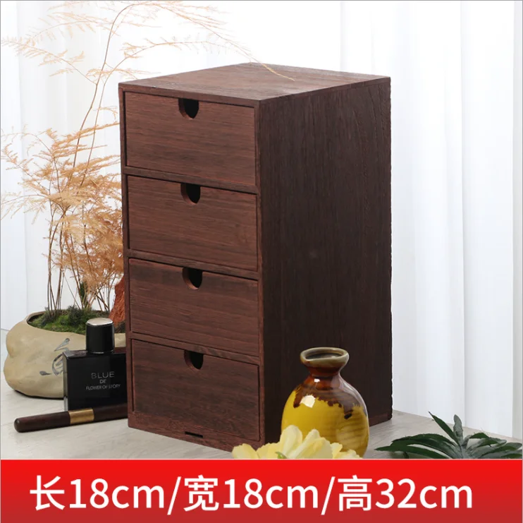 Solid wood multilayer storage boxes household desktop drawer type cabinets burning cosmetics jewelry box