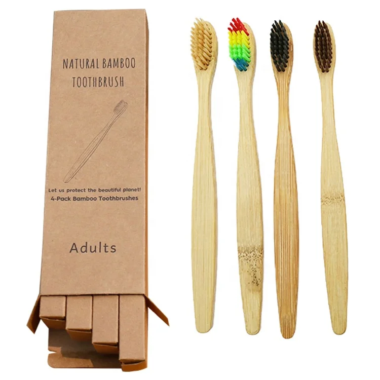 Wholesale BPA Free 4 Pack Custom Logo Eco Friendly Bamboo Toothbrush Set