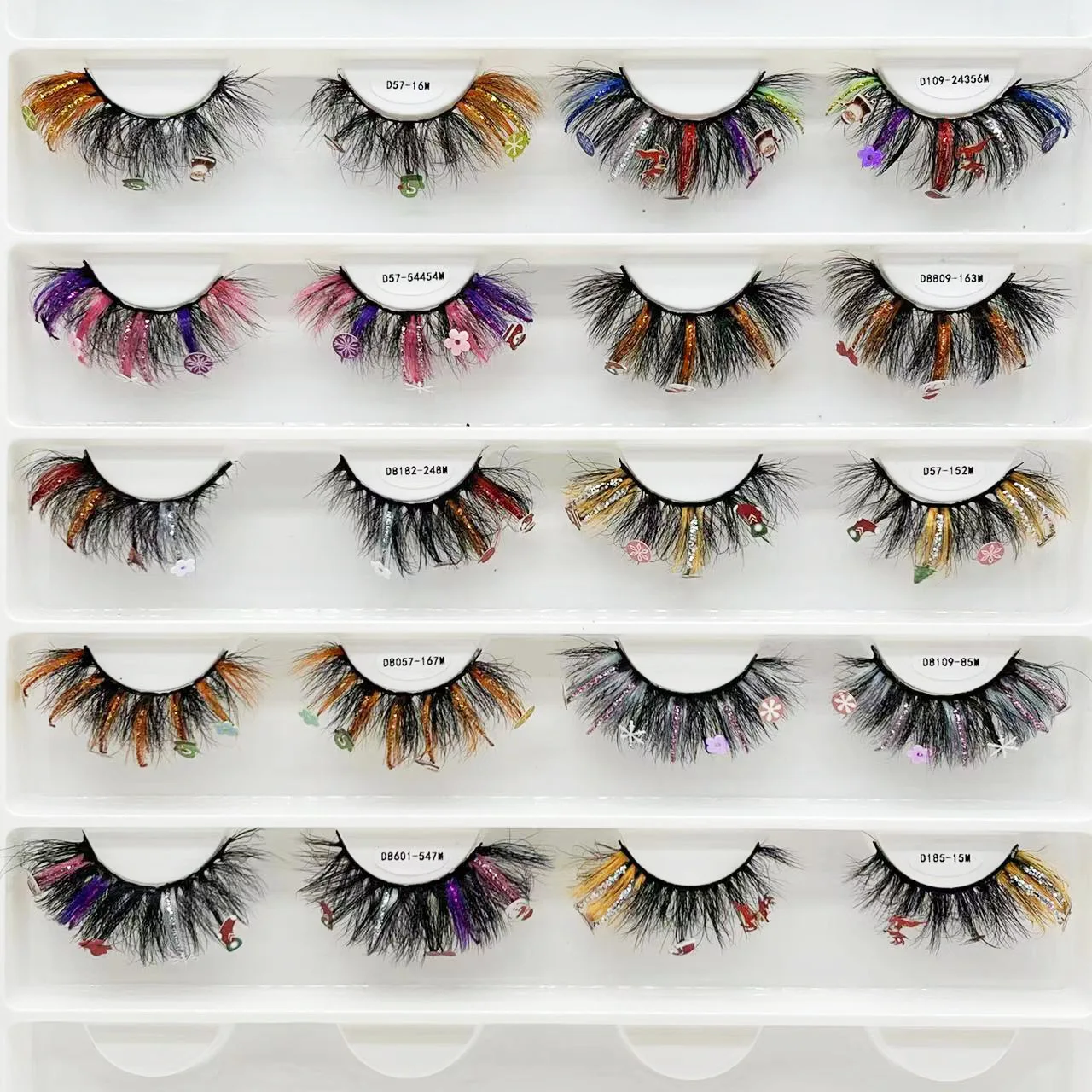 Halloween Cosplay Mink Glitter False Lashes Colored Eyelashes Fluffy Soft Trick or Treat Bat Pumpkin Witch Makeup Beauty