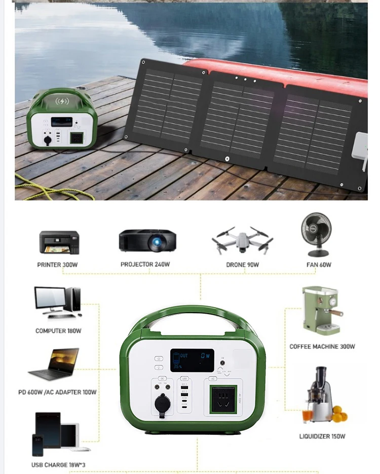 600W 1200W 1500W 2000W Portable Solar Power Station photovoltaic PWM tracking Lithium Ion Battery