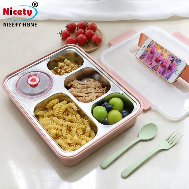 Детский герметичный Ланч-бокс из нержавеющей стали bento с 5 отделениями подносы для еды студентов и взрослых столовой