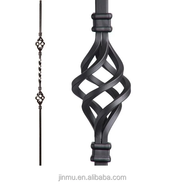 Iron baluster 1/2 in. Square Series With Dowel Top Single Basket metal spindle metal pickets