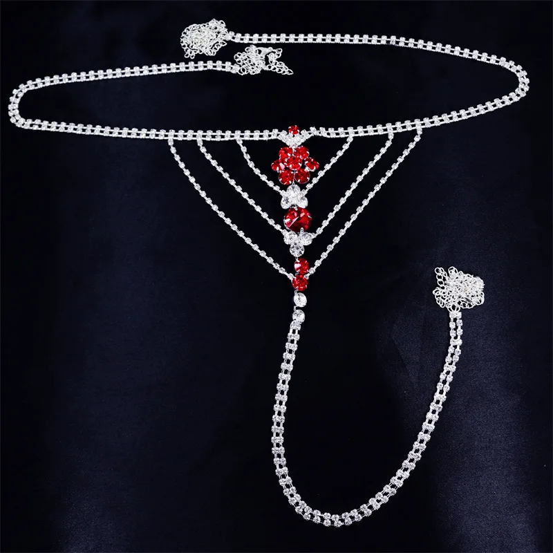 2023 Dainty Fashion Sparkling Rhinestone T Shape Body Chain Body Accessories Glittering Crystal Diamond Belly Waist Chain