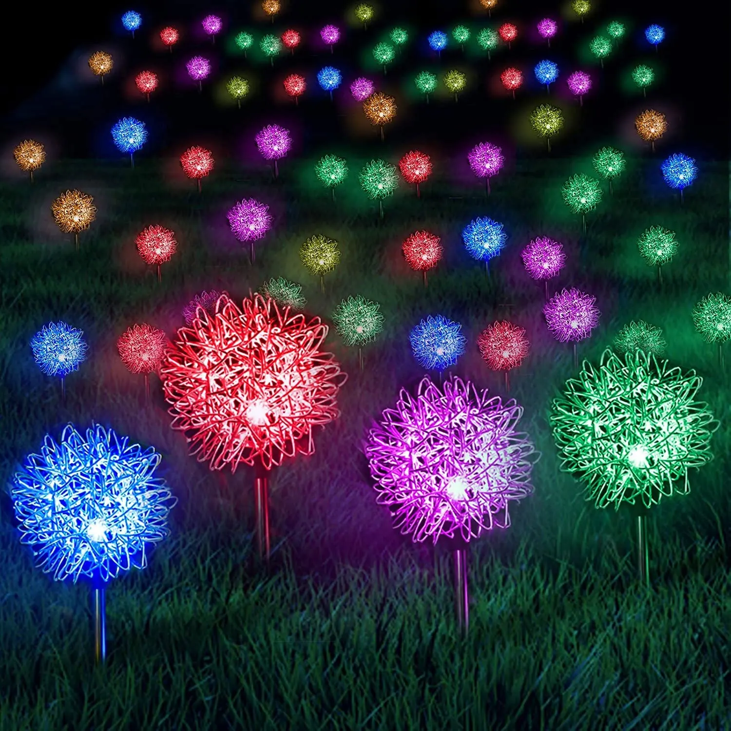 Factory Wholesale LED Flower Dandelion Multicolor Waterproof Stainless Steel Landscape Pathway Yard Flower Garden Lawn Lights