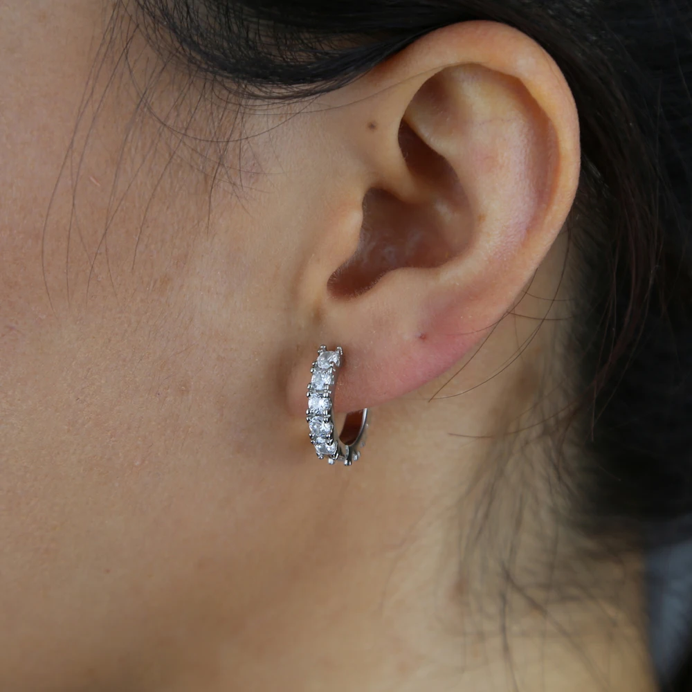  2021 hip hop daily wear cz zirconia jewelery gold silver plated small huggie earrings for