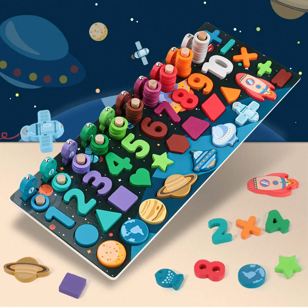 Wooden Montessori Educational Toys For Kids Board Math Fishing Count Numbers Matching Digital Shape Math game Toy magnetic