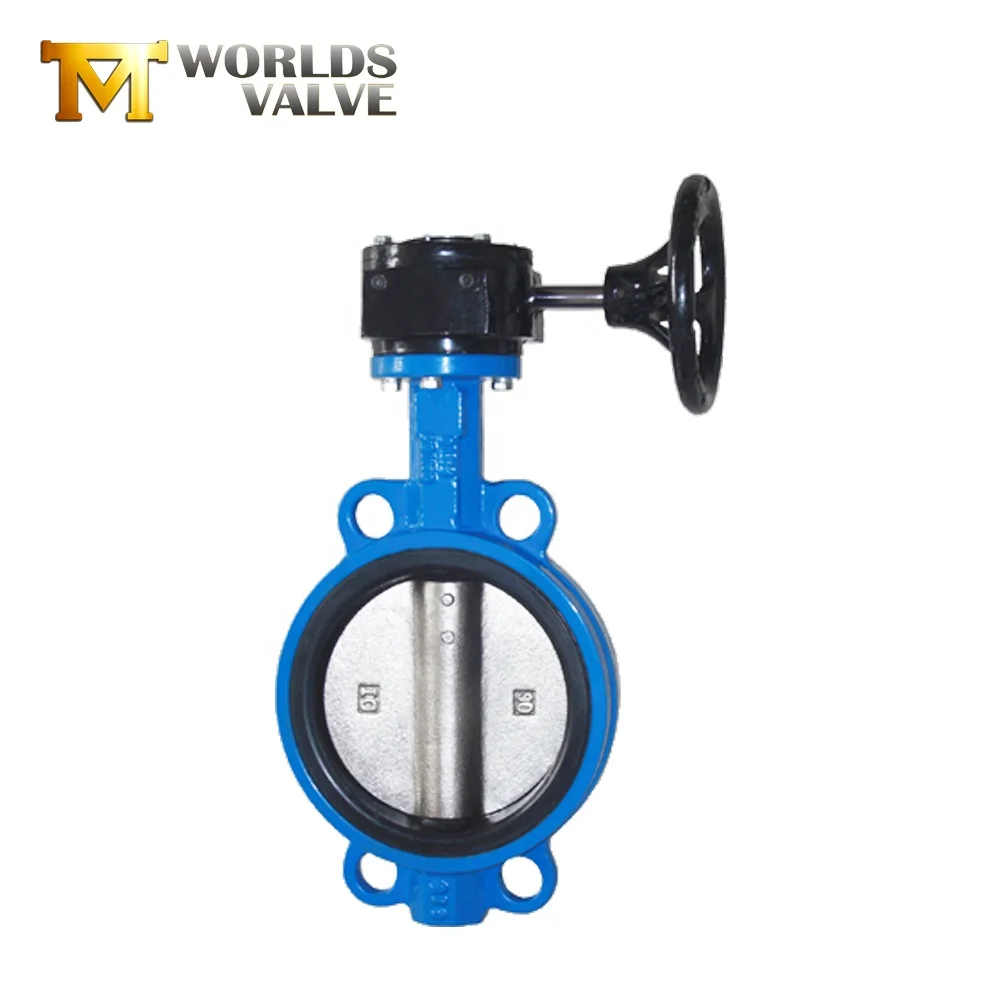 Cast iron CF8 Plate Standard 10K 100 A handle manual operated DK wafer butterfly valve