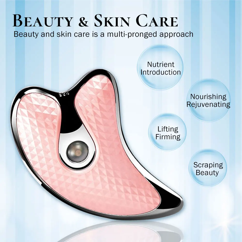 Wholesale Led Red Blue Light Mini Vibration Face Body Massage Microcurrent Electric Gua Sha Massager