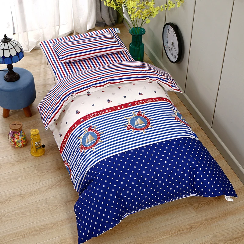 Dropshipping nursery 3 pcs racoon cartoon print Quilt Cover Mattress Cover Pillowcase newborn girl crib cot baby boy bedding set