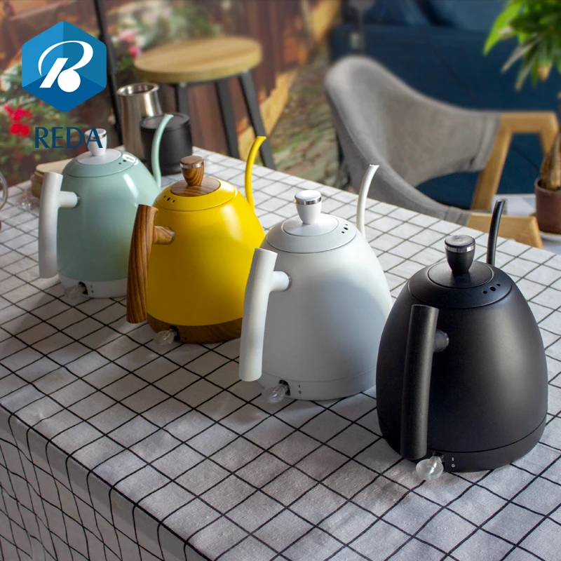 1000ml Electric Variable  Yellow  Color Stainless Steel Gooseneck Pour Over Coffee Kettle  with 360 Degree Rotational Base