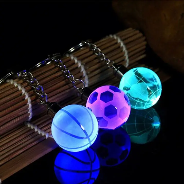 bag Creative Basketball Earth Football Key Chain Children Glowing Toy Schoolbag Pendant Keyring LED Basketball Keychain