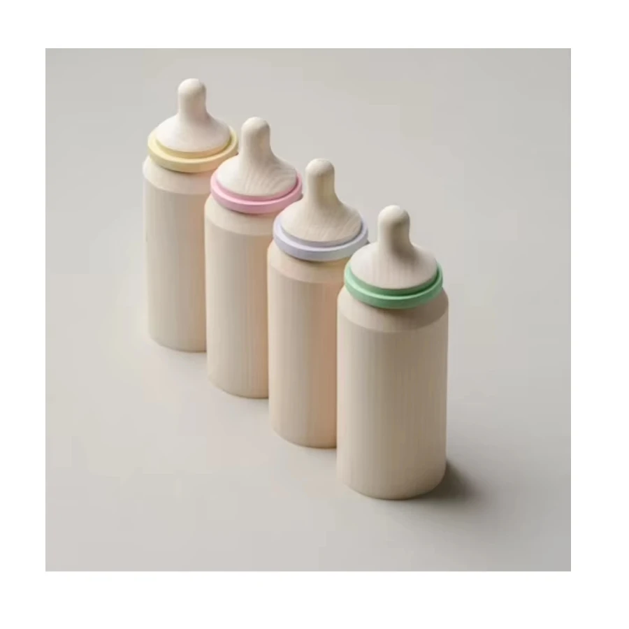Baby Wooden Toy Mini Bottle Feeding Bottle Doll Bottle Play Food montessori