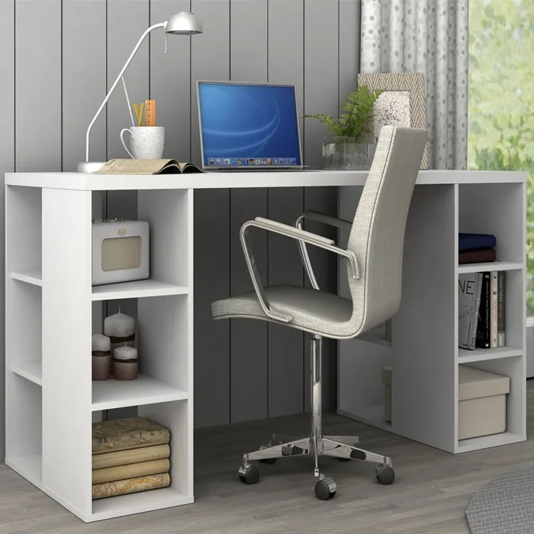 Large storage computer desk modern writing table for home office library student study bedroom With bookshelf