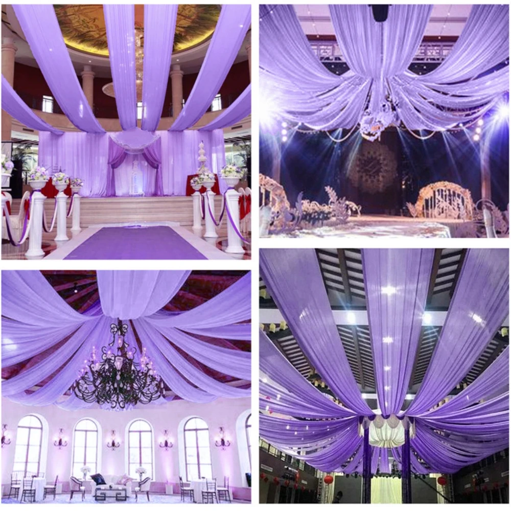 20FT x 10FT Satin Ruffle Backdrop Curtain Panel Drapes For Wedding Decoration