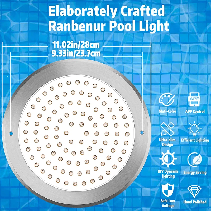 IP68 Waterproof Marine Lights Remote Control LED  Swimming Pool Light Underwater
