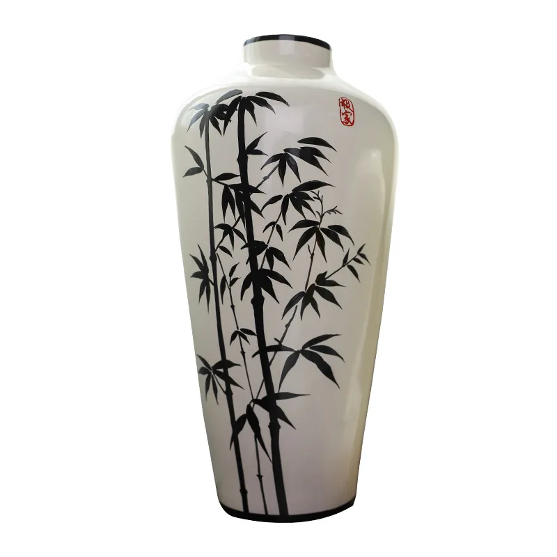 New Chinese retro ceramic vase high-grade wabi-sabi style white living room flower vase soft decoration entrance decoration