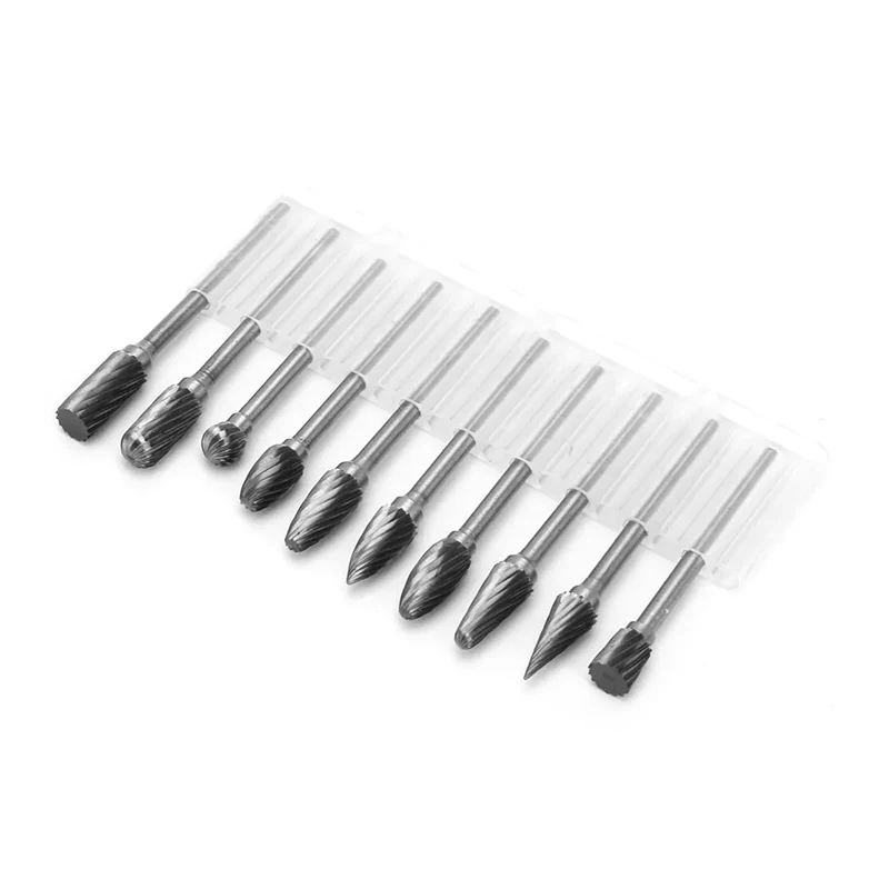 10PCS 4mm 5mm 6mm Tungsten Carbide Burs Single Cross Cut 2.35mm Shank Jewelry Dental Rotary Polishing Burs
