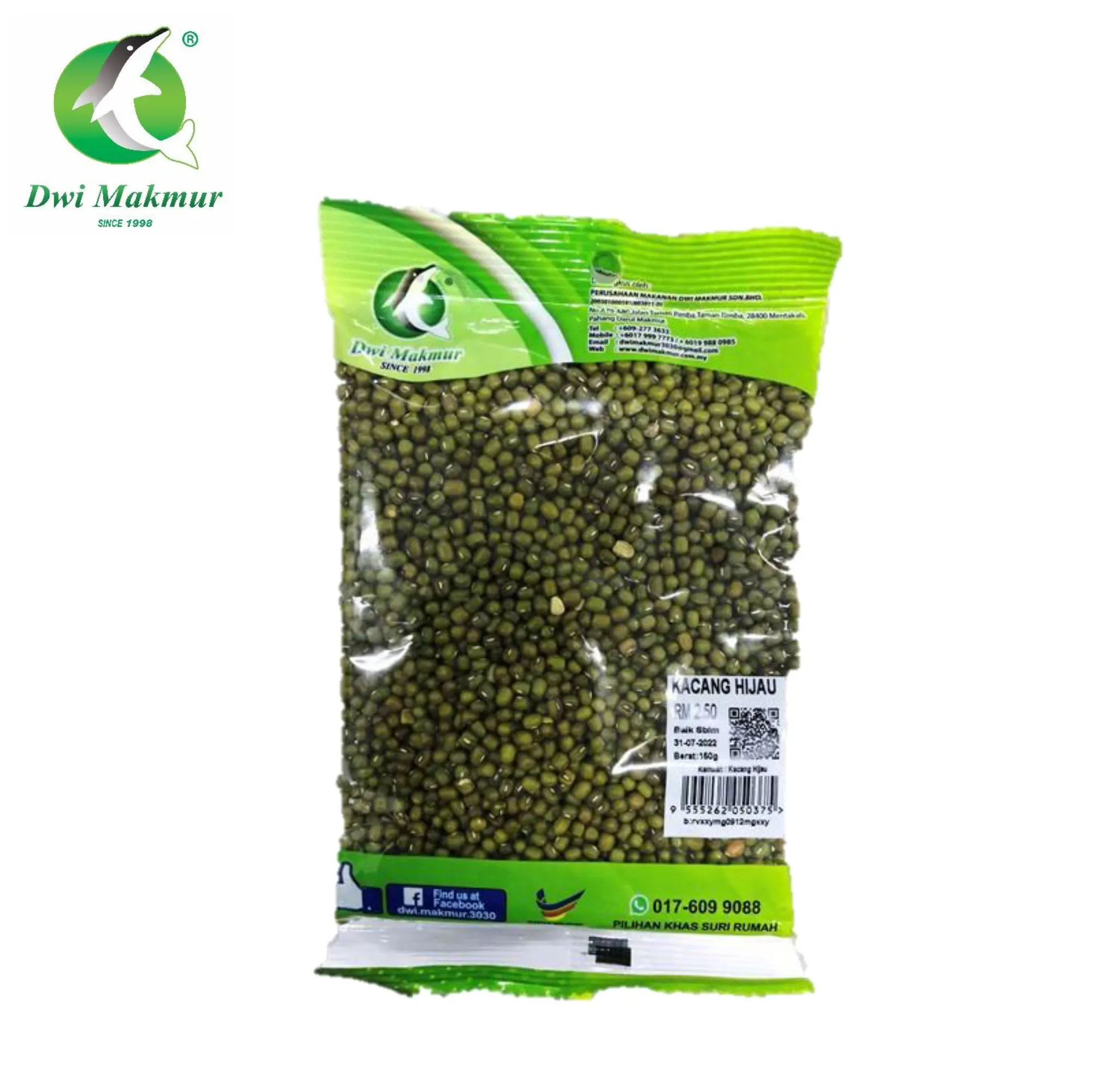 Raw quality Malaysia 10X150G Dried Green Mung Bean for ingredient or dessert Supplier from Malaysia MOQ 10