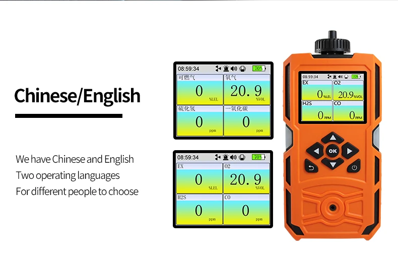 AIKESI ADKS-4 Handheld O2 CO H2S LEL Multi Gas Test Monitor Methane Propane Plug-In Portable gas Analyzer detector DDS sensor
