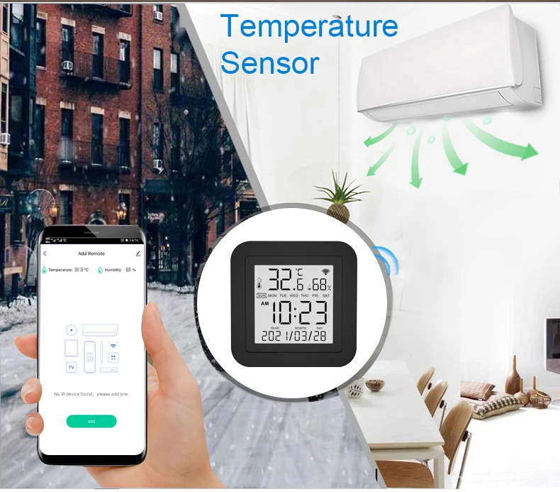 Hot sale Tuya Smart IR Remote Control WiFi Temperature and Humidity Sensor with Remote Control TV Fan Air Conditioner