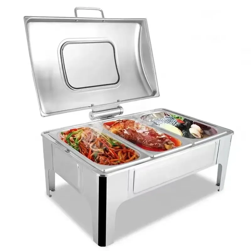 Restaurant Supplies 9L Food warmer Hydraulic Chafer Rectangle Catering Container set Wedding Party Buffet Chafing dishes