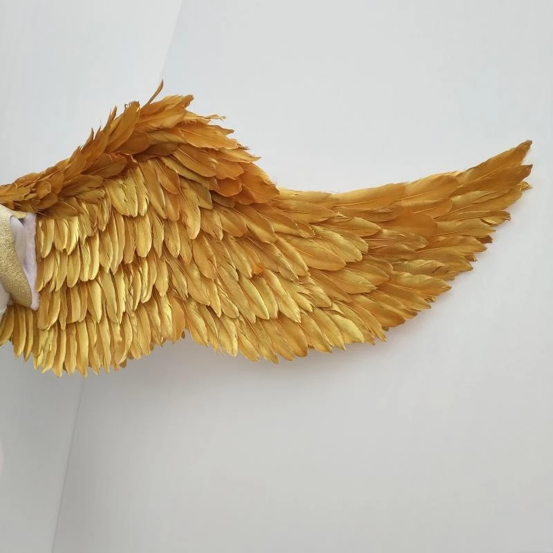 Model show props angel wings adult golden large hand made feather angel wings
