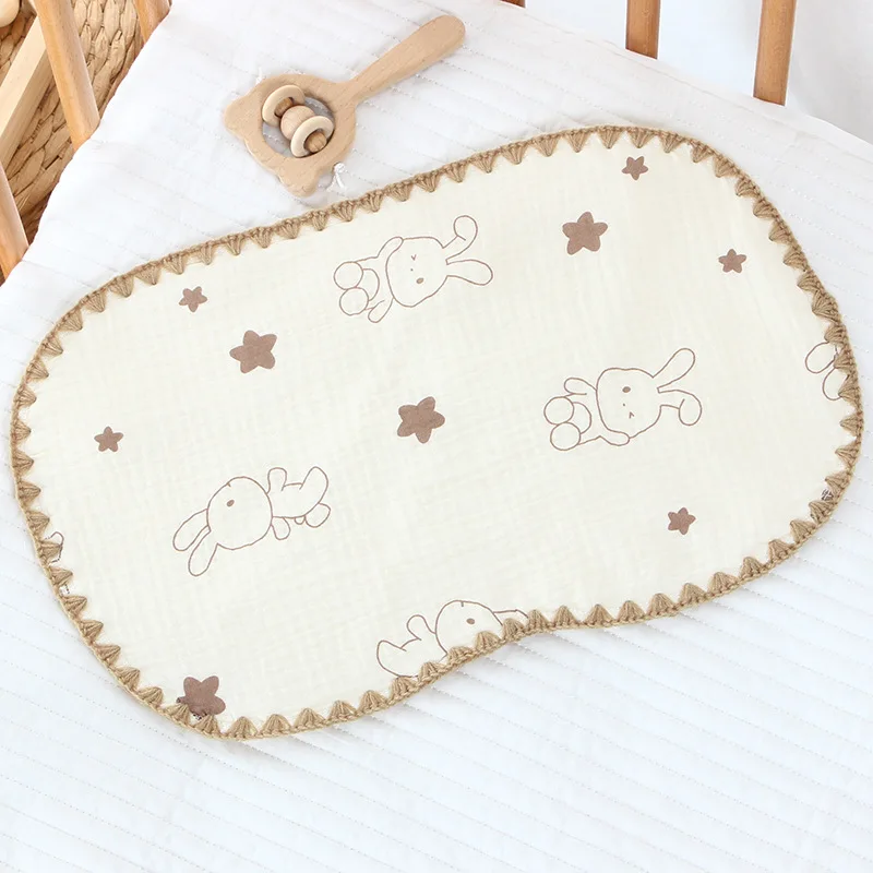 Absorbent Muslin Burp Cloths Unisex Burp Bibs Newborn Flat Pillow Baby Head Cushion Pillow Towel