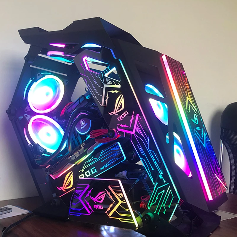 latest products 2023 wholesale pc cabinet Two tempered glass gaming ATX full tower gamer desktop computer case with RGB fan