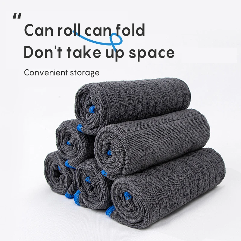 Custom Logo Microfiber Towel Household Kitchen Dishwashing Cloth Absorbent Microfiber Weft Knitted Plaid Cleaning Cloth