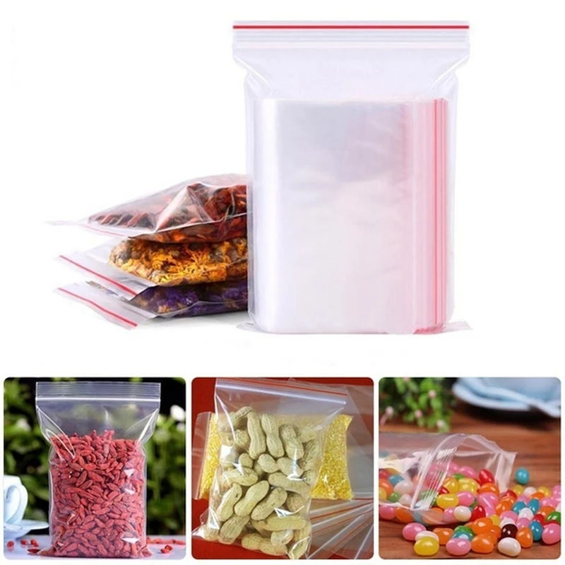 Custom Printed Mini Zipper Clear Candy Chocolate PE Reclosable Plastic Poly Ziplock Food Storage Bags For Underwear Packaging