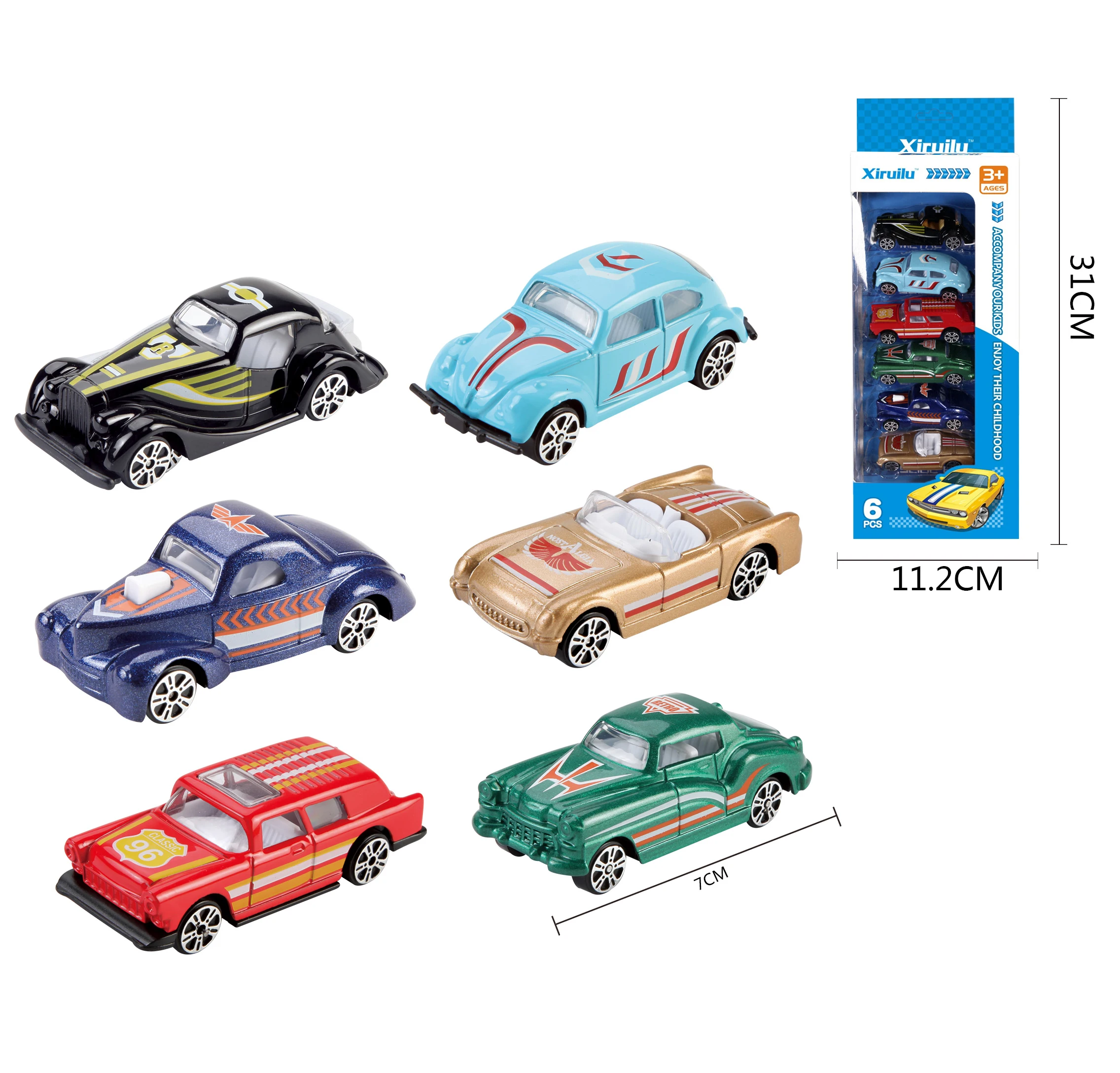 6 PCS Collection high quality boys gift 1 : 64 sliding metal car toys diecast toy vehicles model