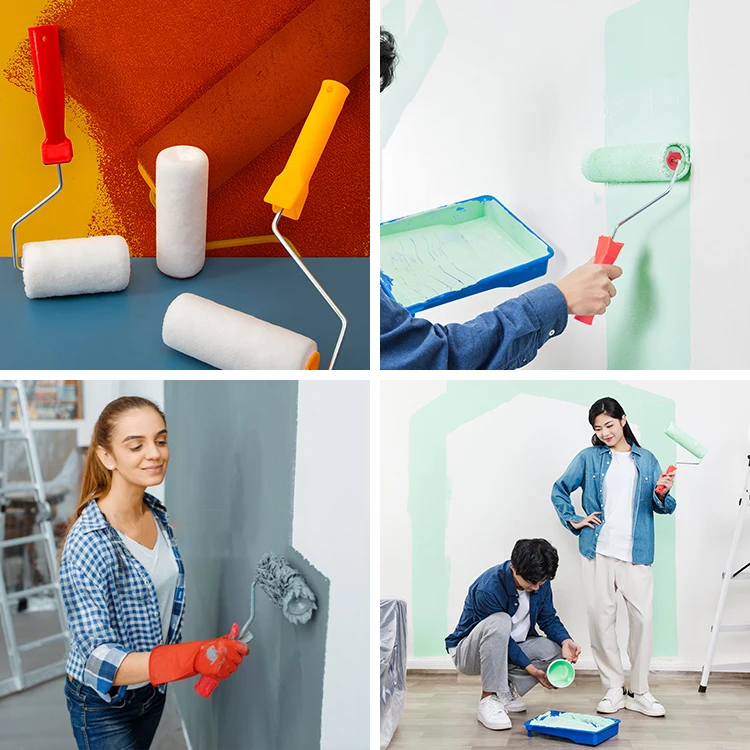 factories hot selling 9 inch  fabric foam rollers paint brush for wall painting tools