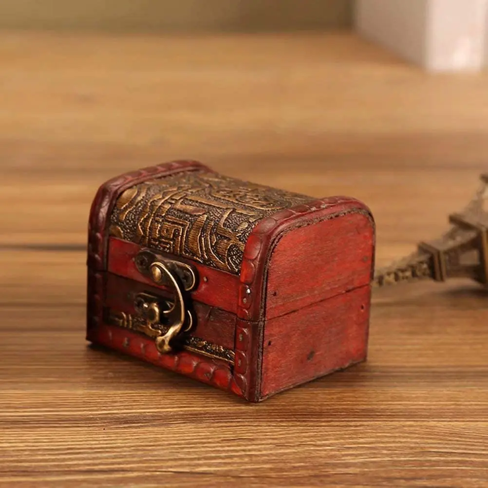 Vintage Metal Lock Miniature Wooden Storage Box Vintage Jewelry Case