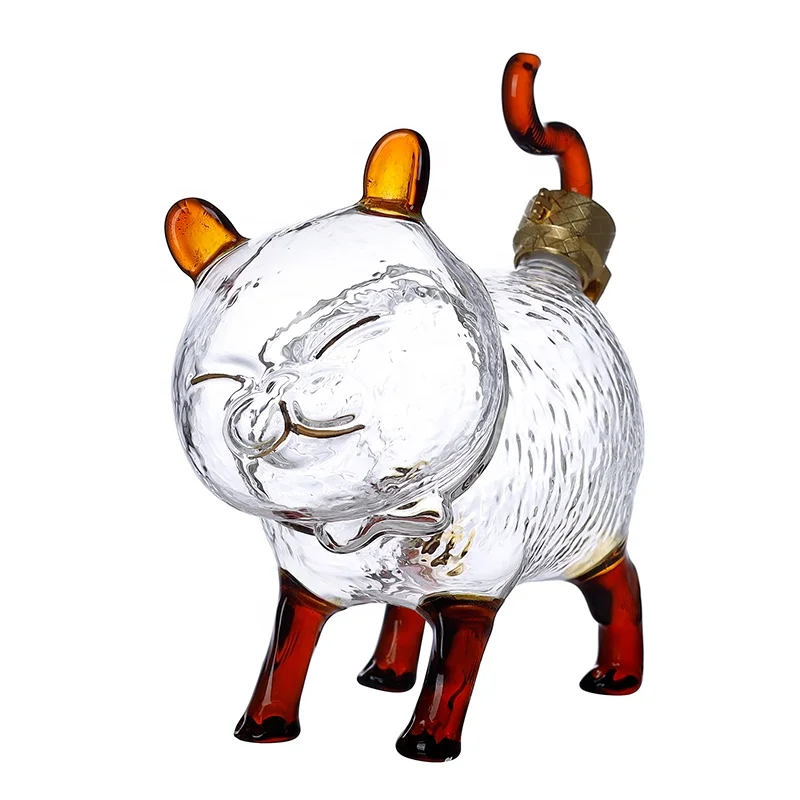 800ml Cute Kitten Shape Glass Wine Bottle Glass Wine Decanter