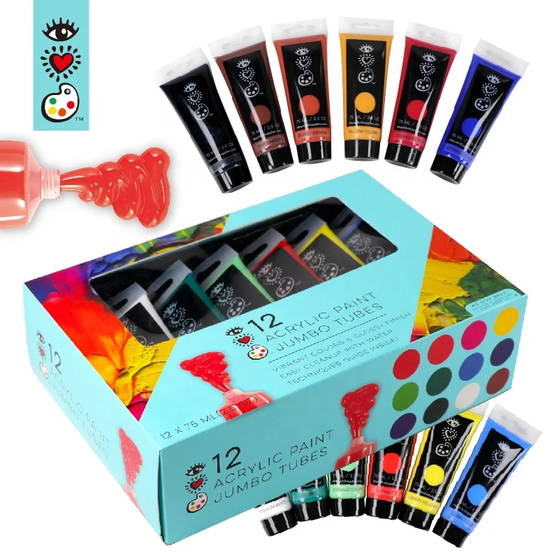 12 Colors Art Supply School Classroom Student Acrylic Paints