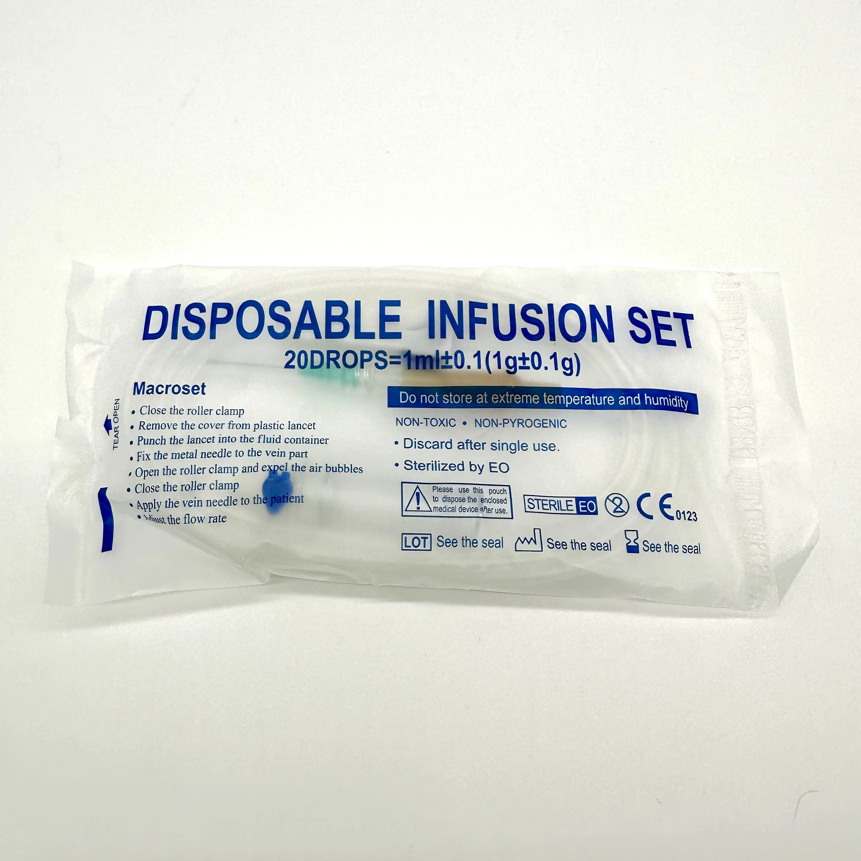 CE HighQuality Hospital Supply Iv Infusion Drip Fluid Giving Set Medical Use Eo Gas Sterile Device Disposable Iv Infusion Set