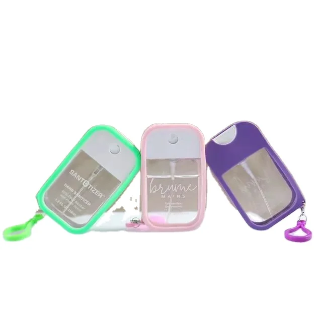 45ml 50ml Refillable credit card spray  eyeglass cleaning spray sunglass cleaner solution with silicone keychain