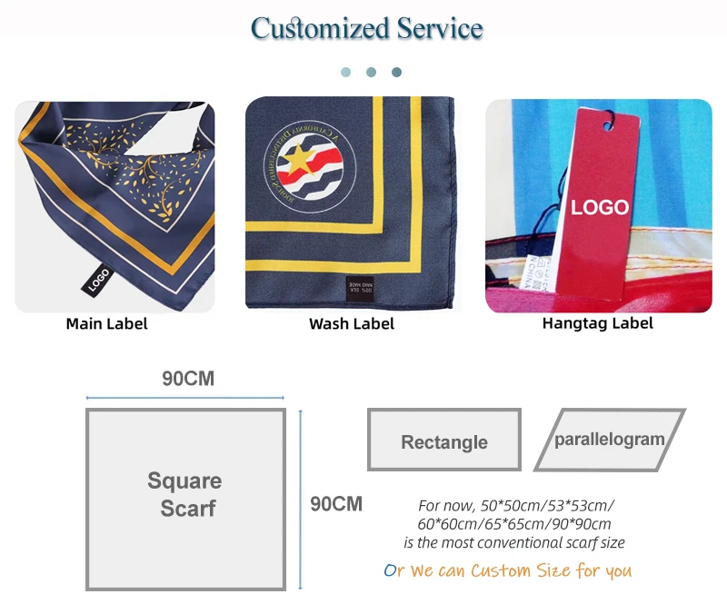 Dacheng Wholesale Custom Made Women Scarves Painting Printed Shawl Square Silk Scarf