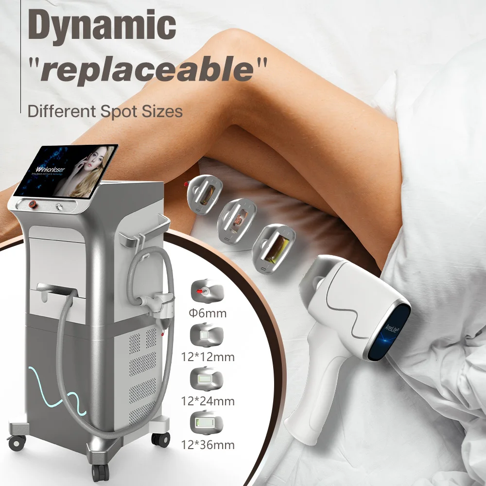 2025 Dynamic AI Non Crystal Diode Laser Hair Removal 755Nm 808Nm 940Nm 1064Nm Hair Removal Machine With Replaceable Spot Size