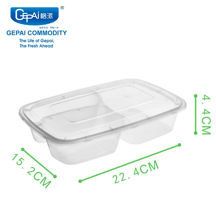 American 1000ml Disposable Food Grade Plastic Meal Prep Containers 3 Compartment Bento Box for Food Storage Industrial Use